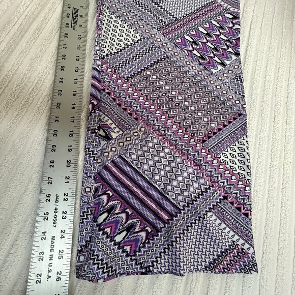 D&Co. Beach Womens Purple Geometric Print Wide-Leg Pants LP Lightweight Stretch - Picture 10 of 10